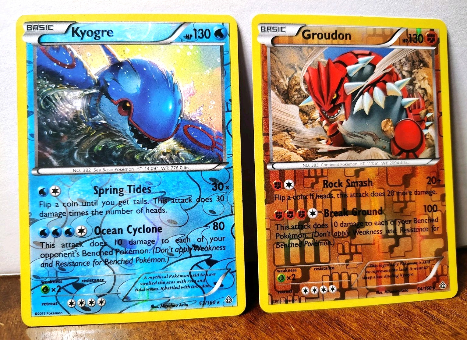 POKEMON KYOGRE 53/160 & GROUDON 84/160 REVERSE HOLO RARES XY PRIMAL CLASH