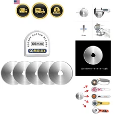 Rotary Blades 60mm 5 Pack Compatible with OLFA Fiskars Truecut Crafts Fans