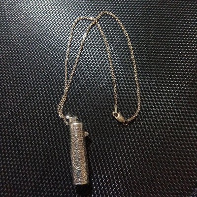 Meteorit & Ise Grand Shrine Heiliges Holz Halskette Sterling Silber 925 Japan Selten