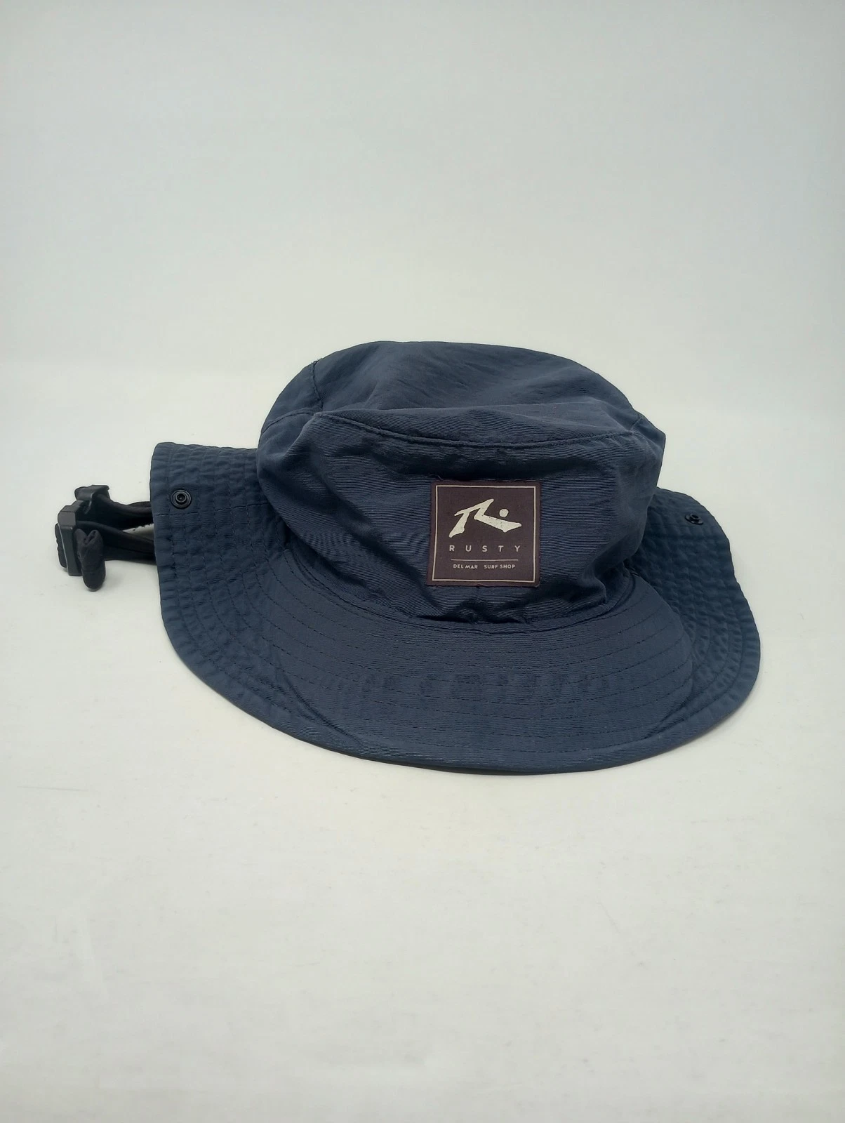 RUSTY Surf Shop Del Mar Floppy Bucket Safari Surfing Chin Strap hat - Navy Blue