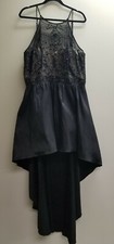 Bee Darlin Sleeveless Sheer Beaded Hi-Lo Formal Gown Prom Dress Junior's Plus 15
