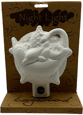 New White Dolphin Themed 3D Set of 4 Night Lights, Automatic Dusk to Dawn Sensor