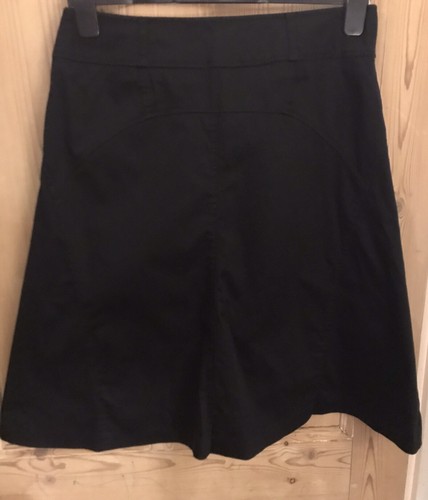 Black cotton split knee length bias cut A-line skirt Karen Millen 10 12 - Picture 9 of 10