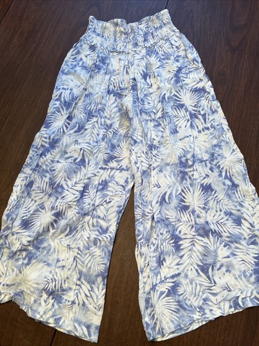 OCEAN DRIVE Womens Pull On Wide Leg Pants Size M Coastal Flowy Beach Palazzo