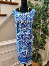 ALYX Women's Blue Polyester Round Neck Sleeveless Knee Length Dress Size 24W