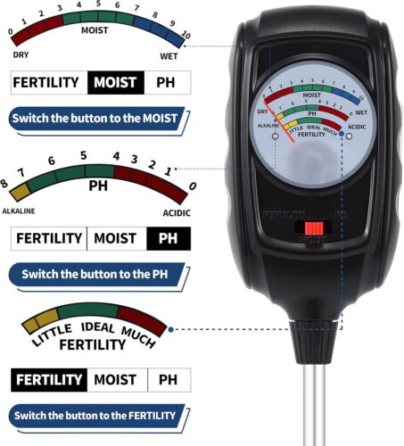 3-in-1 Soil Test Kit, Soil Moisture Meter/Soil ph Meter/Fertility Soil Tester, S - Picture 3 of 6