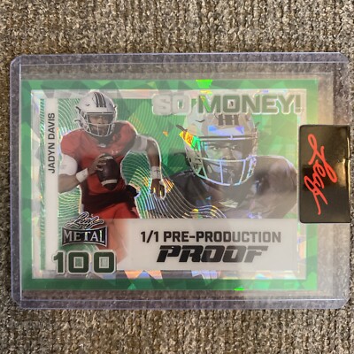 2024 Leaf Metal Football Proof 1/1 So Money! Green Ice - Jadyn Davis