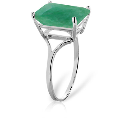18K. SOLID GOLD RING WITH NATURAL OCTAGON EMERALD (White Gold)