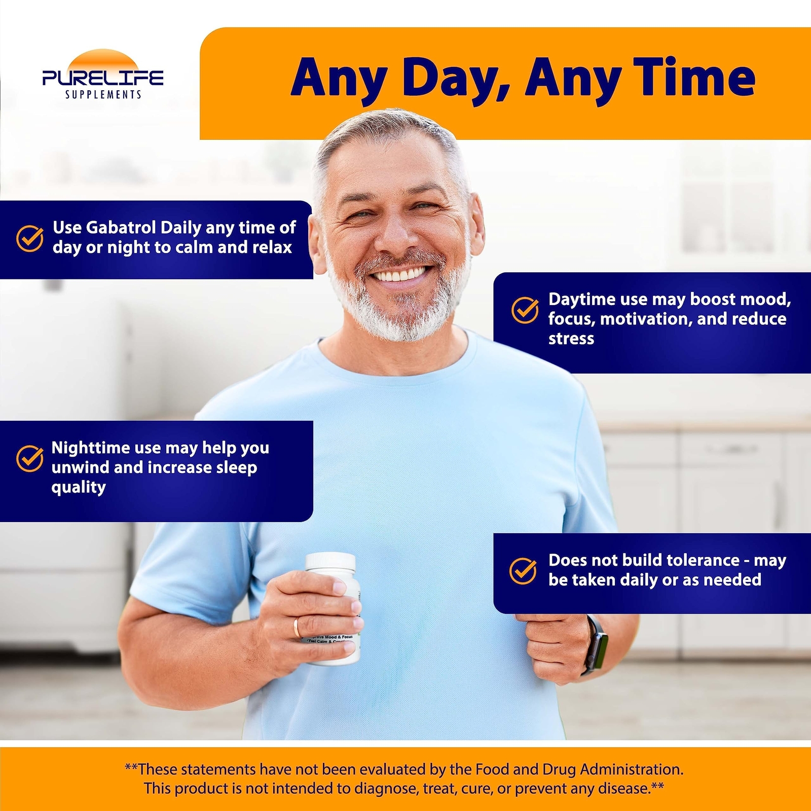 PureLife Supplements Gabatrol Daily Plant Based Stress Relief (120