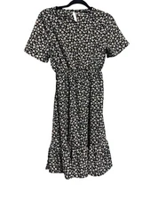 Floral Black Midi Dress By SHEIN Size S 100% Polyester Womens Fashion Apparel