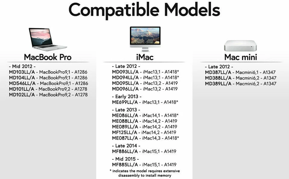 16GB 2 x 8GB Memory RAM for iMac Late 2012 MacBook Pro Mid 2012 A1418 MD094LL/A - Image 4 of 4