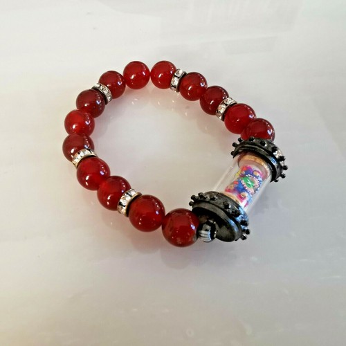 Rare King of Butterfly Takrut Kruba Krissana Bracelet Garnet Stone Thai Amulet - Picture 3 of 9