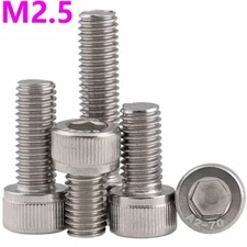 M2.5 - 0.45 A2 Stainless Steel Hex Socket Head Cap Screws Allen Key Bolts DIN912