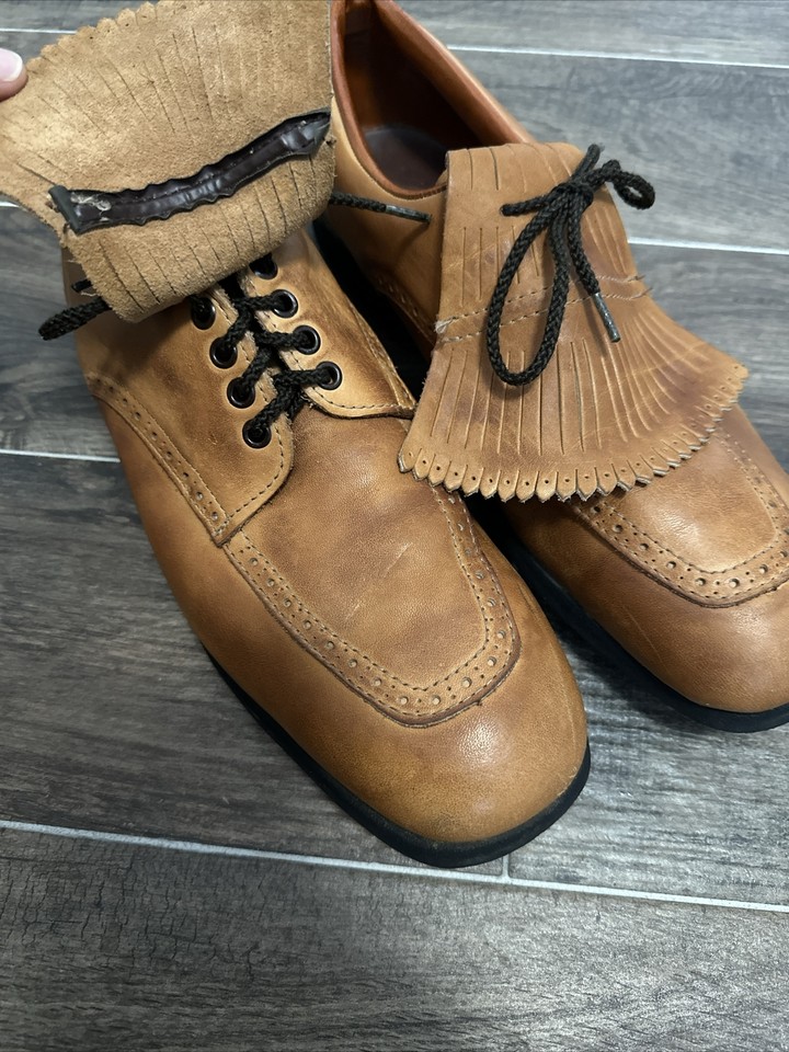 Vintage Leather ARNOLD PALMER Golf Shoes By Eaton Metal Spikes Men's