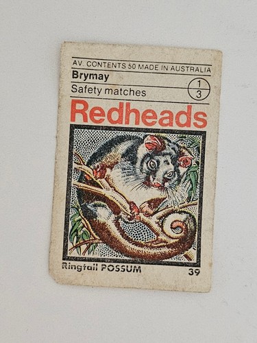 BRYMAY Redheads Matchbox Label Ringtail Possum #39 (ML200)