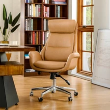Office Leather Chair Faux Desk Swivel Computer Executive Gaming Ergonomic Camel