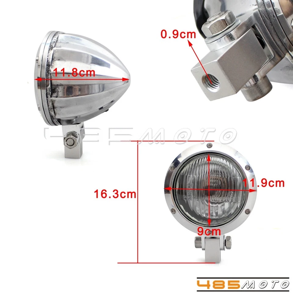 Luz de faro alta/baja de 4 pulgadas con anillos de ajuste de latón para Harley XS650 Bobber Chopper Foto 2 de 4