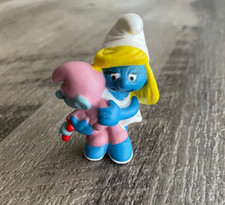 Smurfs Smurfette With Baby Collectible Figure Figurine Rare 1984 Germany