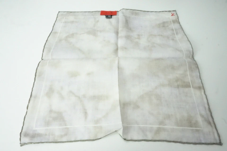 Isaia Blanco Marrón Rosa Nublado Graffiti Mezcla Seda Bolsillo Cuadrado Italia Nuevo Foto 3 de 4