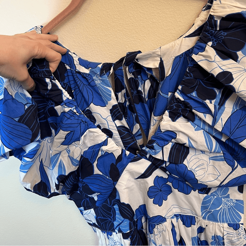 J. Crew Women’s Blue White Floral Cecily Dress Organic Cotton 8 NWT - Picture 6 of 15