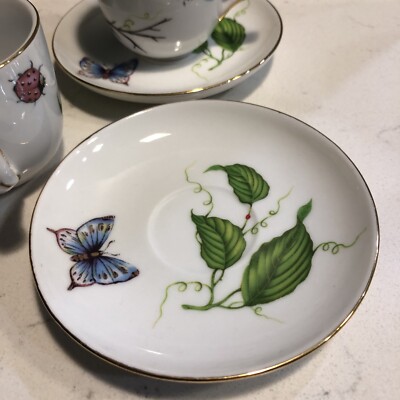 I Godinger Jardin Demitasse/Espresso Cup And Saucers - Set Of 4