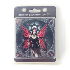 Anne Stokes Decorative Art Angel Rose Tile  10x10 Copper Wing