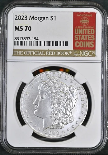 🔥 2023 $1 Morgan Silver Dollar NGC MS70 THE OFFICIAL RED BOOK Label Coin Bible