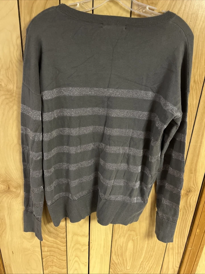 Camiseta Majestic Filatures elástica a rayas metálicas mezcla de algodón ¡Talla! Foto 3 de 3