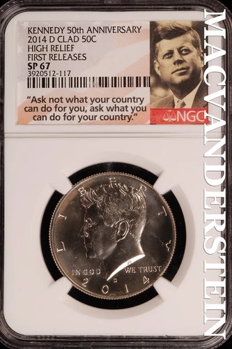 2014-D Clad Kennedy Half Dollar-NGC SP 67 Gem Proof High Relief #SLG123