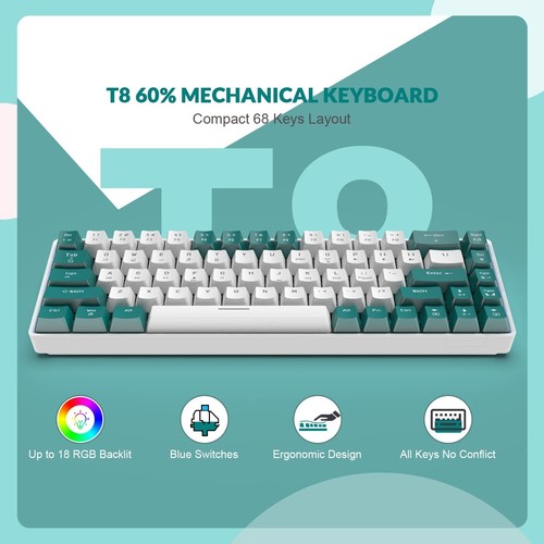 60% Wired Mechanical Gaming Keyboard Mix Color RGB Bcaklit With Custom Cable C - Picture 17 of 54