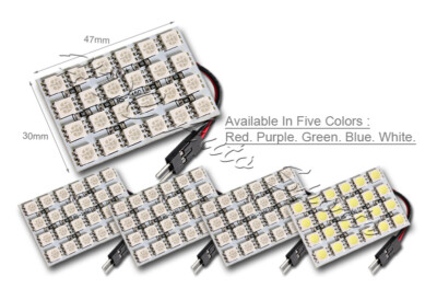 2-Pack Universal 24 SMD Green LED Panel Lights – T10 & Adjustable Festoon Base For Dome/Map