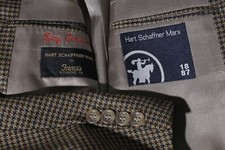 Hart Schaffner Marx Men's Taupe Houndstooth Sport Coat Jacket Blazer 46R