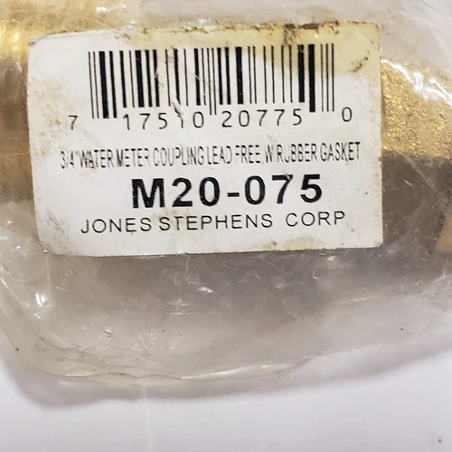 Two (2)- JONES STEPHENS 3/4" NPT Brass Water Meter Coupling Complete with Gasket - Picture 2 of 4