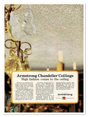 Armstrong Chandelier Ceilings High Fashion Vintage 1972 Full-Page Magazine Ad