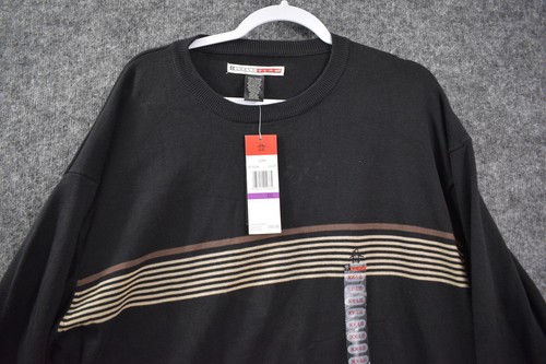 New Grand Slam Sweater XXL Black Stiped Crew Neck Pullover Knit Long Sleeve - Picture 2 of 9