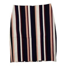 Ann Taylor4 4P Striped Pencil Skirt Navy White Pink Above Knee Business Casual