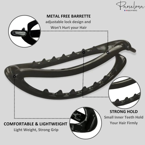 Barrette de cabello libre de metal de celuloide liso francés para mujer Parcelona - Imagen 10 de 34
