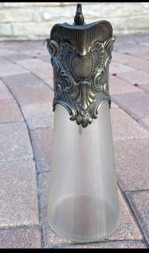 Ornate Antique Victorian Threaded Glass & Silver Plating Carafe/Pitcher/Ewer - Picture 6 of 18