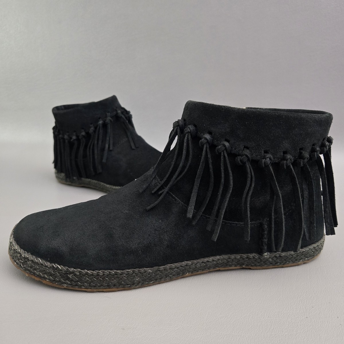 Ugg Shenendoah Booties Womens Black Suede Boots Tassel Western Ankle  Fringe