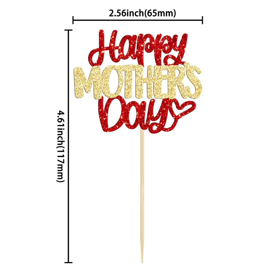 Ephlyn 24pcs Mother’s Day Cupcake Toppers Glitter Butterfly Pink Cake Decor - Image 2 of 4