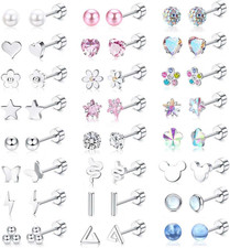 Hypoallergenic Surgical Steel Earrings for Girls Women Stainless Steel Flat Back