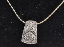 New Sterling Silver  mined real Diamond ladies Pendant necklace snake chain 18"