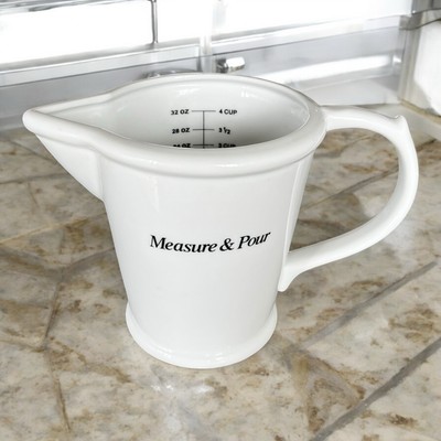 World Market 4-Cup White Measuring Cup w/ Spout Ceramic