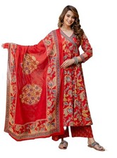 Women Printed Anarkali Kurta and Pant Set with Dupatta