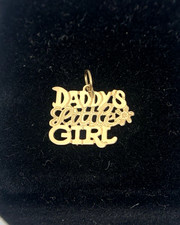 14K Gold DADDYS LITTLE GIRL NeckLace Pendant Charm 15mm x14 ,0.3g,FREEgfBx 5valu