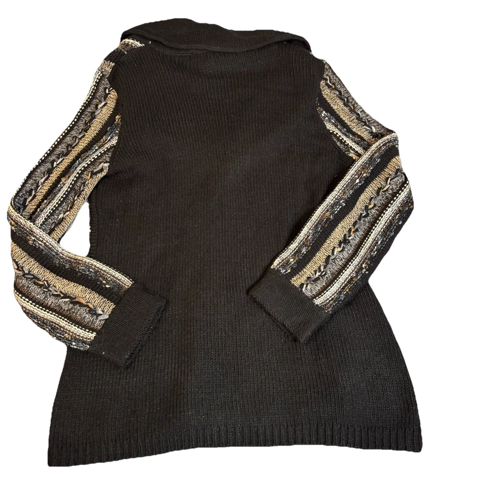 Cárdigan Suéter Parkhurst Mujer XL Negro Lana Mohair Cable Tejido Pescadores Acogedor Foto 2 de 4