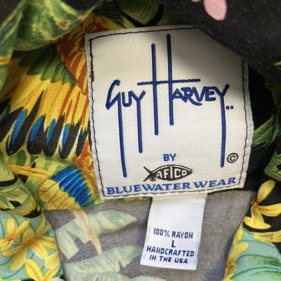 AFTCO Guy Harvey Shirt Women's Large Bluewater Wear Button Up Tropical Hawaiian - Image 3 of 4