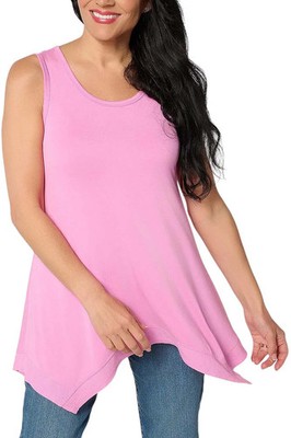LOGO Layers by Lori Goldstein Women's Hankerchief Hem Tank Pink