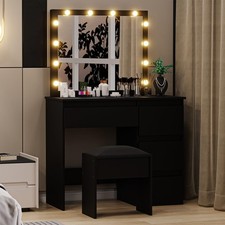 Makeup Vanity Desk with Mirror  Lights, Vanity Desk with Power Outlet, Large...