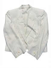 Pinstripes Petites White Linen Blend Blazer Jacket Women  s Size 10 USA Made